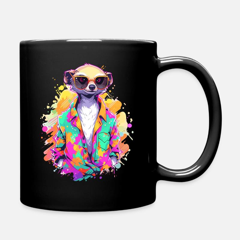 Cooles Erdmännchen Sarfari Afrika Liebhaber - Tasse einfarbig - Schwarz