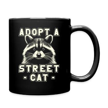 Raccoon, Adopt A Street Cat, Funny Raccoon - Full Colour Mug - black - Right