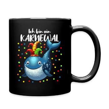 Karneval Wal lustig Konfetti Alaaf Rosenmontag - Tasse einfarbig - Schwarz - Rechts