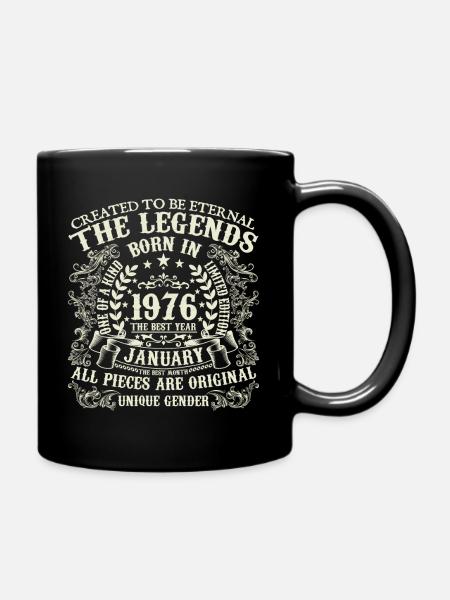 January 1976 Birthday 1976 January Year - Full Colour Mug - black