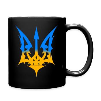 Ukraine Support Trident Ukrainian Logo - Full Colour Mug - black - Right