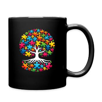 Autism Awareness puzzles piece - Full Colour Mug - black - Right