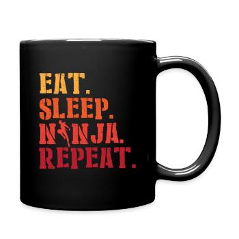 Eat Sleep Ninja Repeat Shadow Warrior Ninja - Full Colour Mug - black - Right