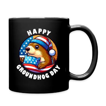 Groundhog Happy Groundhog Day Spring America - Full Colour Mug - black - Right