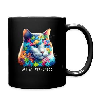 Autism Awareness puzzles piece - Full Colour Mug - black - Right