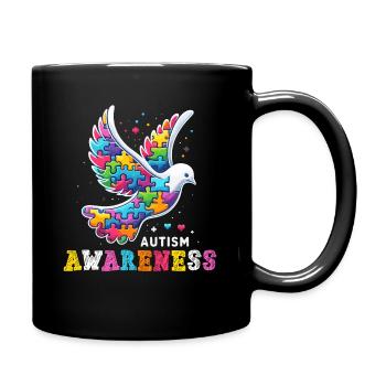 Autism Awareness puzzles piece - Full Colour Mug - black - Right