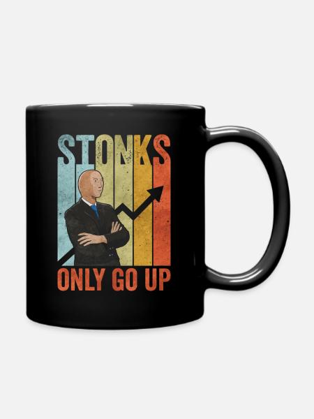 Stonks only go up - Tasse einfarbig - Schwarz