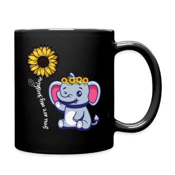 You Are My Sunshine Elephant Tee - Sunflower Crown - Full Colour Mug - black - Right