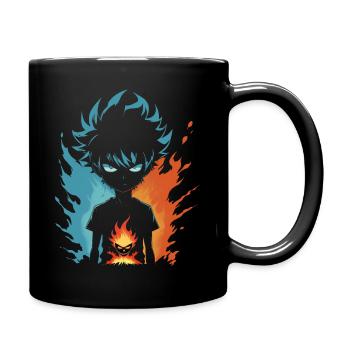 Flammenjunge mit Maskenmacht - Tasse einfarbig - Schwarz - Rechts