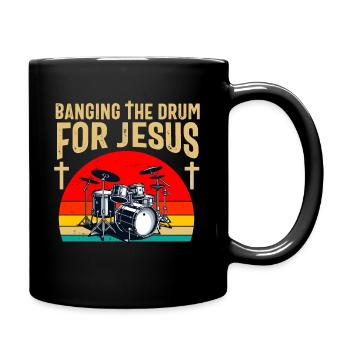Christlicher Schlagzeuger Schlagzeuger Stick-Männer Jesus - Tasse einfarbig - Schwarz - Rechts