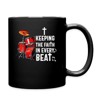 Christlicher Schlagzeuger Schlagzeuger Stick-Männer Jesus - Tasse einfarbig - Schwarz - Rechts