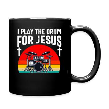 Christlicher Schlagzeuger Schlagzeuger Stick-Männer Jesus - Tasse einfarbig - Schwarz - Rechts