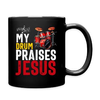 Christian Drummer Drum Player Stick Men Jesus - Full Colour Mug - black - Right
