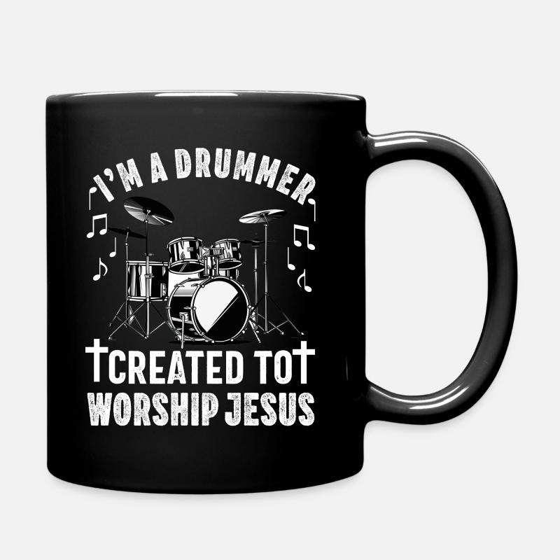 Christlicher Schlagzeuger Schlagzeuger Stick-Männer Jesus - Tasse einfarbig - Schwarz