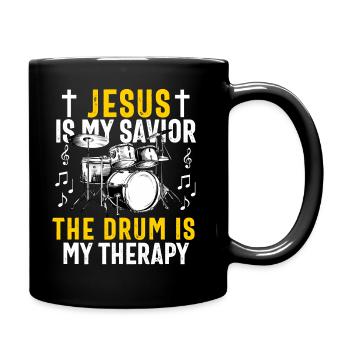 Christian Drummer Drum Player Stick Men Jesus - Full Colour Mug - black - Right