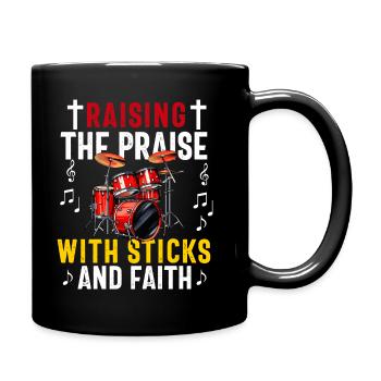 Christlicher Schlagzeuger Schlagzeuger Stick-Männer Jesus - Tasse einfarbig - Schwarz - Rechts