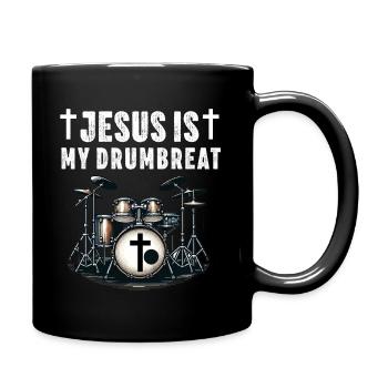 Christlicher Schlagzeuger Schlagzeuger Stick-Männer Jesus - Tasse einfarbig - Schwarz - Rechts