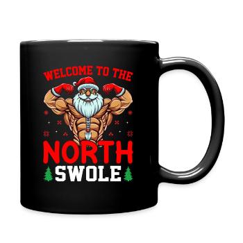 Santa Noth Swole Liftmas Bodybuilding Christmas - Full Colour Mug - black - Right