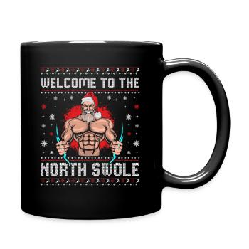 Santa Liftmas Bodybuilder Weight Training Christmas - Full Colour Mug - black - Right