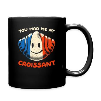 Funny Croissant Design - Win with Humor - Full Colour Mug - black - Right