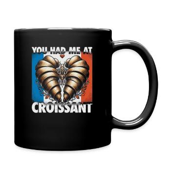 Funny Croissant Design - Win with Humor - Full Colour Mug - black - Right