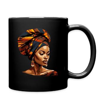 African Woman Headwrap Kente Africa Head Scarf - Full Colour Mug - black - Right