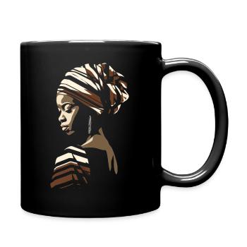 African Woman Africa Headwrap Headscarf Kente - Full Colour Mug - black - Right