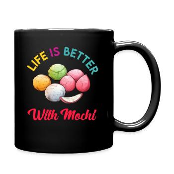 Mochi Japanischer Reiskuchen Süßigkeiten Snack Süßes Mochi - Tasse einfarbig - Schwarz - Rechts