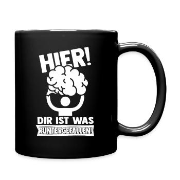 Strich Figur Gehirn Runtergefallen Dummkopf Lustig - Tasse einfarbig - Schwarz - Rechts