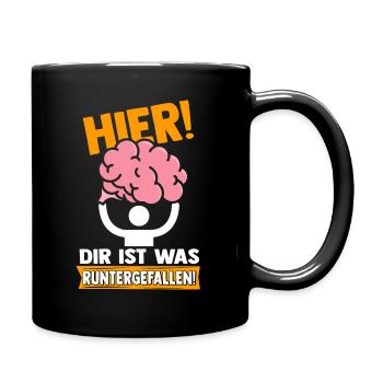 Strich Figur Gehirn Runtergefallen Dummkopf Lustig - Tasse einfarbig - Schwarz - Rechts