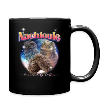 Nachteule - Powered by Coffee - Tasse einfarbig - Schwarz - Rechts