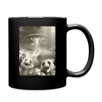 Alien Ufo Invasion Possums - Tasse einfarbig - Schwarz - Rechts