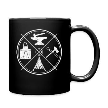 Schmieden Schmied Hufschmied Geschenk - Tasse einfarbig - Schwarz - Rechts