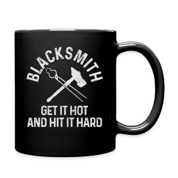 Schmieden Schmied Hufschmied Geschenk - Tasse einfarbig - Schwarz - Rechts