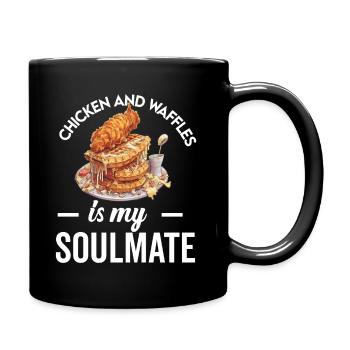 Hühnchen und Waffeln Gebratene Hähnchenflügel Liebhaber - Tasse einfarbig - Schwarz - Rechts