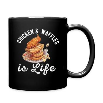 Hühnchen und Waffeln Gebratene Hähnchenflügel Liebhaber - Tasse einfarbig - Schwarz - Rechts