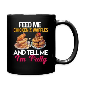 Hühnchen und Waffeln Gebratene Hähnchenflügel Liebhaber - Tasse einfarbig - Schwarz - Rechts