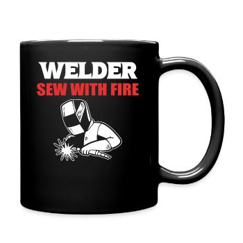 Lustiger Schweißer Professioneller Schweißer - Tasse einfarbig - Schwarz - Rechts