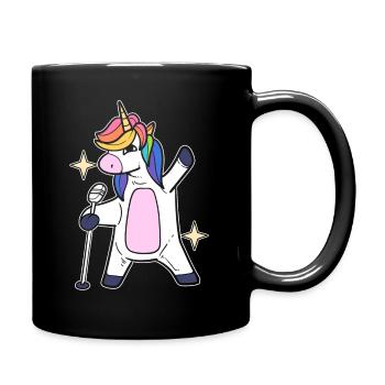 Einhorn singt Karaoke -Sänger - Tasse einfarbig - Schwarz - Rechts