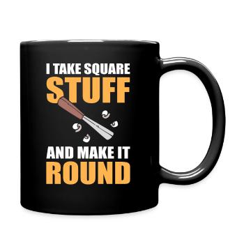 Lustige Holzschnitzerei Holzarbeiter - Tasse einfarbig - Schwarz - Rechts
