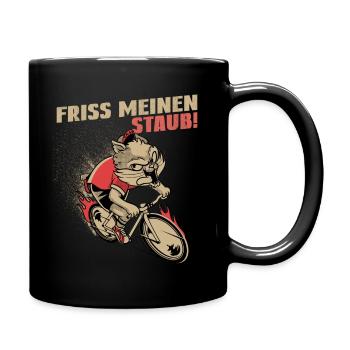 Friss meinen Staub | Radsport Rennrad Shirt - Tasse einfarbig - Schwarz - Rechts