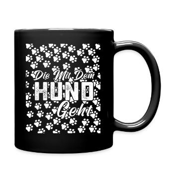 Who goes with the dog. Dog owner.dog. - Full Colour Mug - black - Right