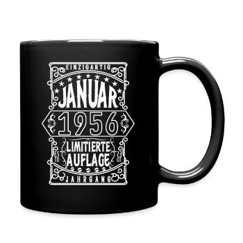 Geburtstag Januar 1956, Geschenk Januar 1956. - Tasse einfarbig - Schwarz - Rechts