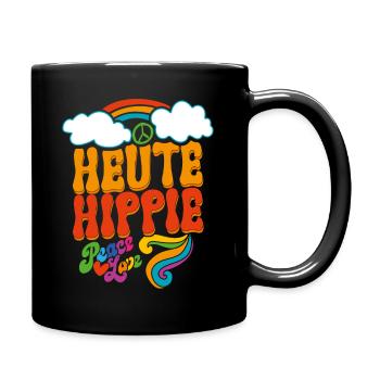 Karneval Kostüm Hippie lustiger Flower Power - Tasse einfarbig - Schwarz - Rechts