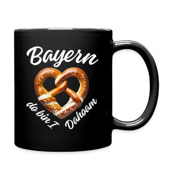 Bayern Dahoam Herz Brezen - Bayerische Heimatliebe - Tasse einfarbig - Schwarz - Rechts