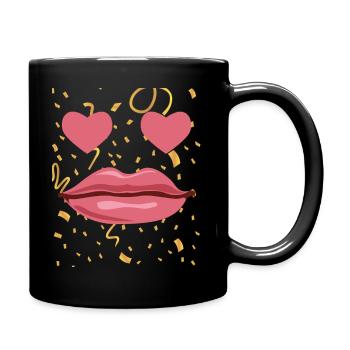 My Costume Kissing Mouth Hearts - Full Colour Mug - black - Right