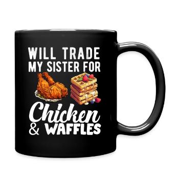 Hühnchen und Waffeln Gebratene Hähnchenflügel Liebhaber - Tasse einfarbig - Schwarz - Rechts