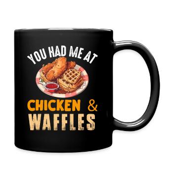 Hühnchen und Waffeln Gebratene Hähnchenflügel Liebhaber - Tasse einfarbig - Schwarz - Rechts