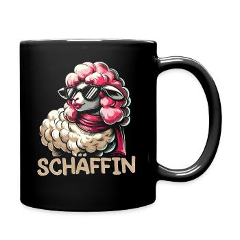 Chef Chefin Schaf Geschenk Schäfin Spruch - Tasse einfarbig - Schwarz - Rechts