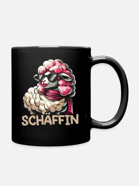 Chef Chefin Schaf Geschenk Schäfin Spruch - Tasse einfarbig - Schwarz